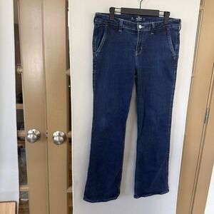 Hollister Womens 13L Long Blue Medium Wash Low Rise Boot Cut Denim Jeans Pants